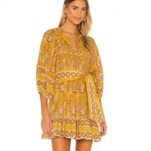 Cleobella Magdalena Yellow Turmeric Floral Mini Dress